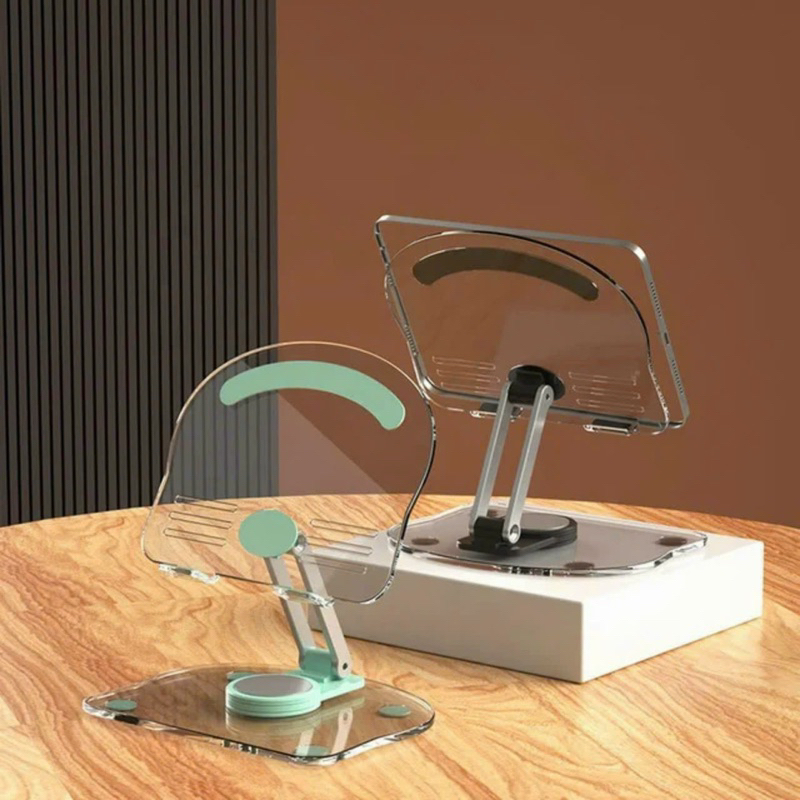 Giá Đỡ Máy Tính Bảng  điện thoại Để Bàn Có Thể Xoay 360 Độ Tiện Dụng kiêm Đế tản nhiệt bằng mika trong suốt cực đẹp
