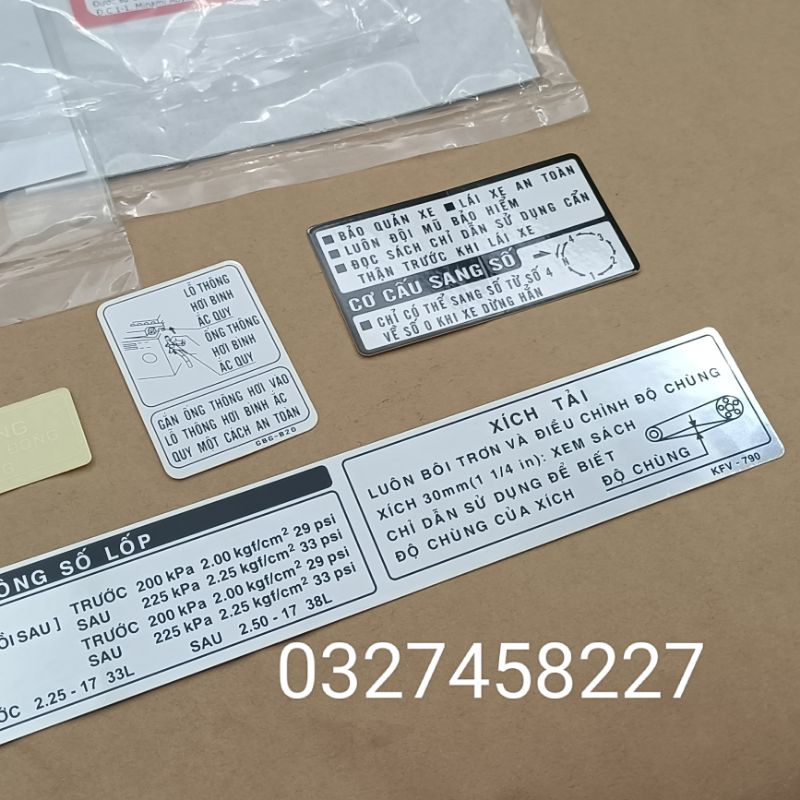 Bộ 4 tem dán thông số xe Super DREAM việt zin chính hãng