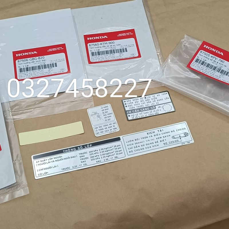 Bộ 4 tem dán thông số xe Super DREAM việt zin chính hãng
