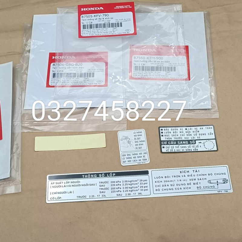 Bộ 4 tem dán thông số xe Super DREAM việt zin chính hãng