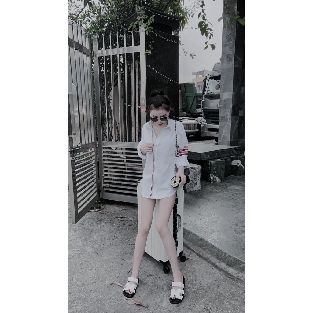 Áo sơ mi nam nữ khóa kéo dài 4 vạch tay, chất sơ mi lụa chống nhăn mềm mát, dáng unisex 38-60kg