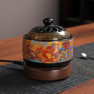 Lư Điện Xông Trầm Hương Đỉnh đốt nhang bằng gốm sứ cao cấp có hoa văn chạm khắc