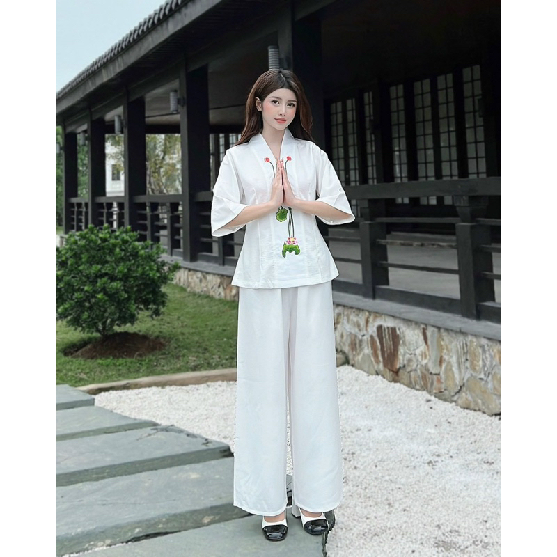 #ĐỒ LAM THIẾT KẾ #BÀ LAI LỤA THÊU SEN