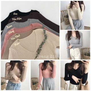 K4 áo len lông thỏ cổ tim quảng châu cao cấp chất len mịn mướt, có giãn tốt, freesize dưới 63kg, bảng màu pastel xinh
