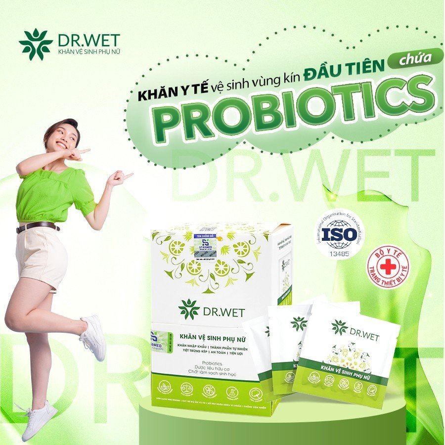 Hộp 25 khăn y tế vệ sinh phụ nữ DR.WET - sản phẩm hỗ trợ vệ sinh vùng kín cho Mẹ sau sinh Dr.Wet