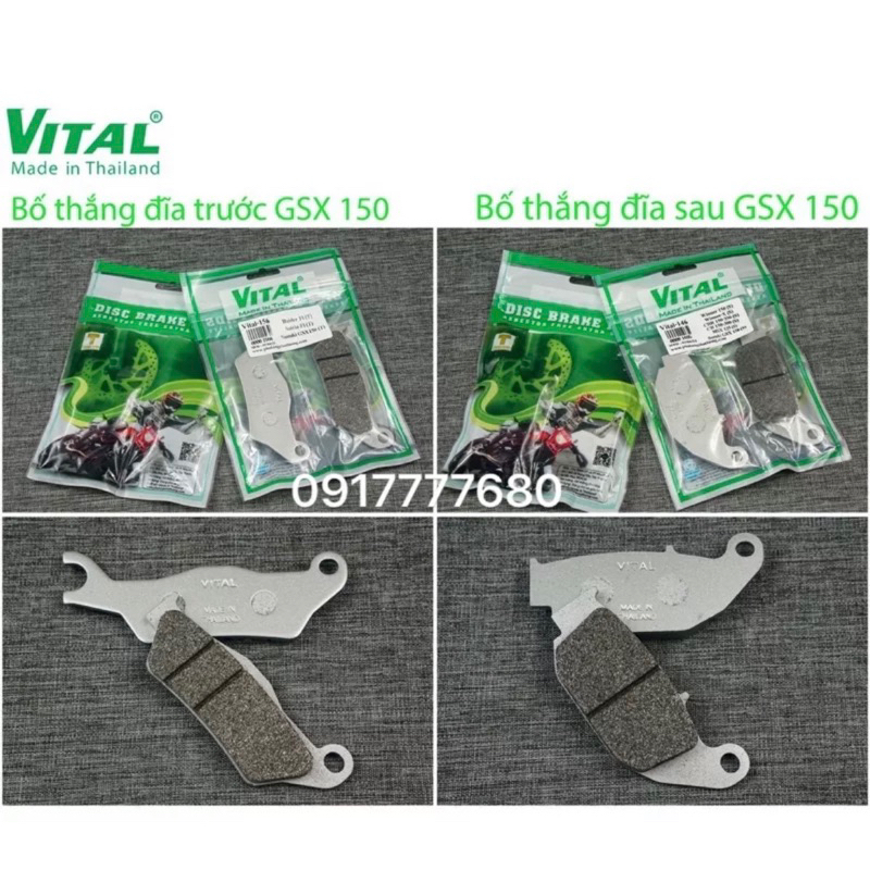 Má Phanh , Bố Thắng GSX R150 , GSX S150 Trước Sau - Chính Hãng Thái Lan Thương Hiệu VITAL