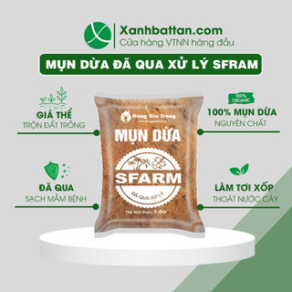 Mùn Xơ Dừa (Mụn Dừa) Đã Qua Xử Lý Sfarm Giá Thể Trồng Cây, Giá Thể Trồng Rau, Ươm Hạt Giống Túi 5 dm3