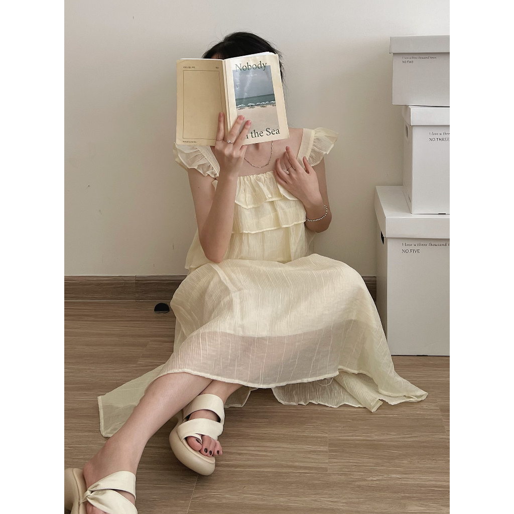 Set Lụa Voan Áo Hai Dây Kèm chân Váy Quảng Châu, Full 6 Màu, Đi du lịch sang chảnh, Hàng Loại 1, Freesize