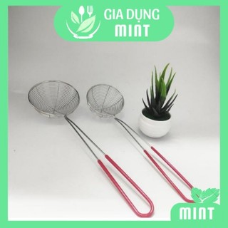 Vợt vớt trân châu, topping cán đỏ - vợt lọc lưới múc vớt trân châu inox cao cấp nhiều cỡ