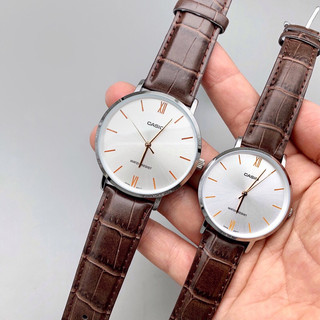 Đồng hồ đôi nam nữ dây da Casio Quartz MTP-VT01L