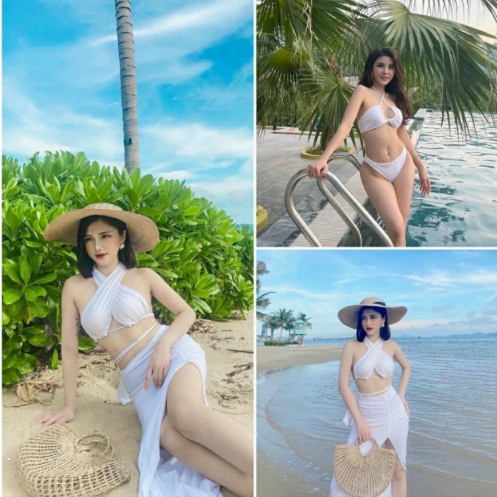 Bikini đi biển 3 mảnh và 2 mảnh có quây váy xẻ tà  BKN15