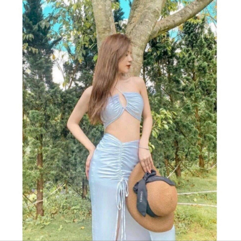 Bikini đi biển 3 mảnh và 2 mảnh có quây váy xẻ tà  BKN15