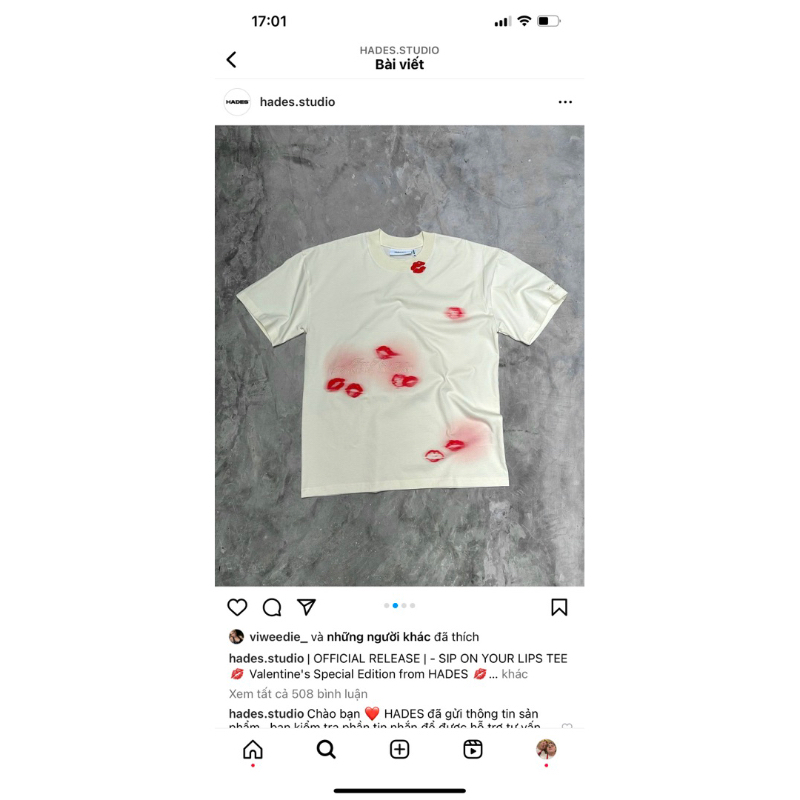 Áo thun HADES LIP ON YOUR SIP new full tag k bọc