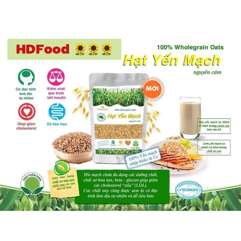Hạt Yến Mạch Nguyên Cám Xuân An túi 500g