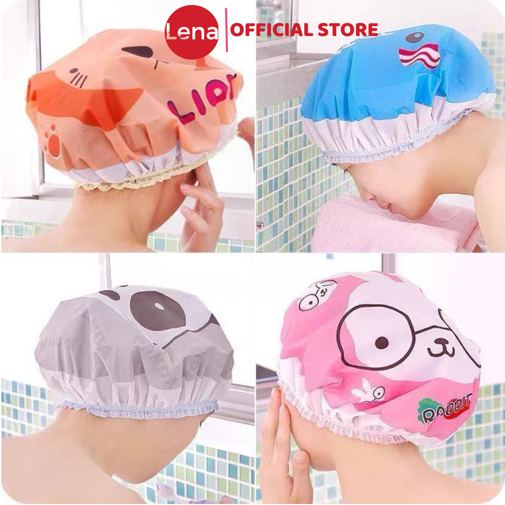 Mũ Tắm Trùm Đầu Nón Trùm Tóc Trang Điểm Rửa Mặt Tiện Lợi Hoạ Tiết Cute
