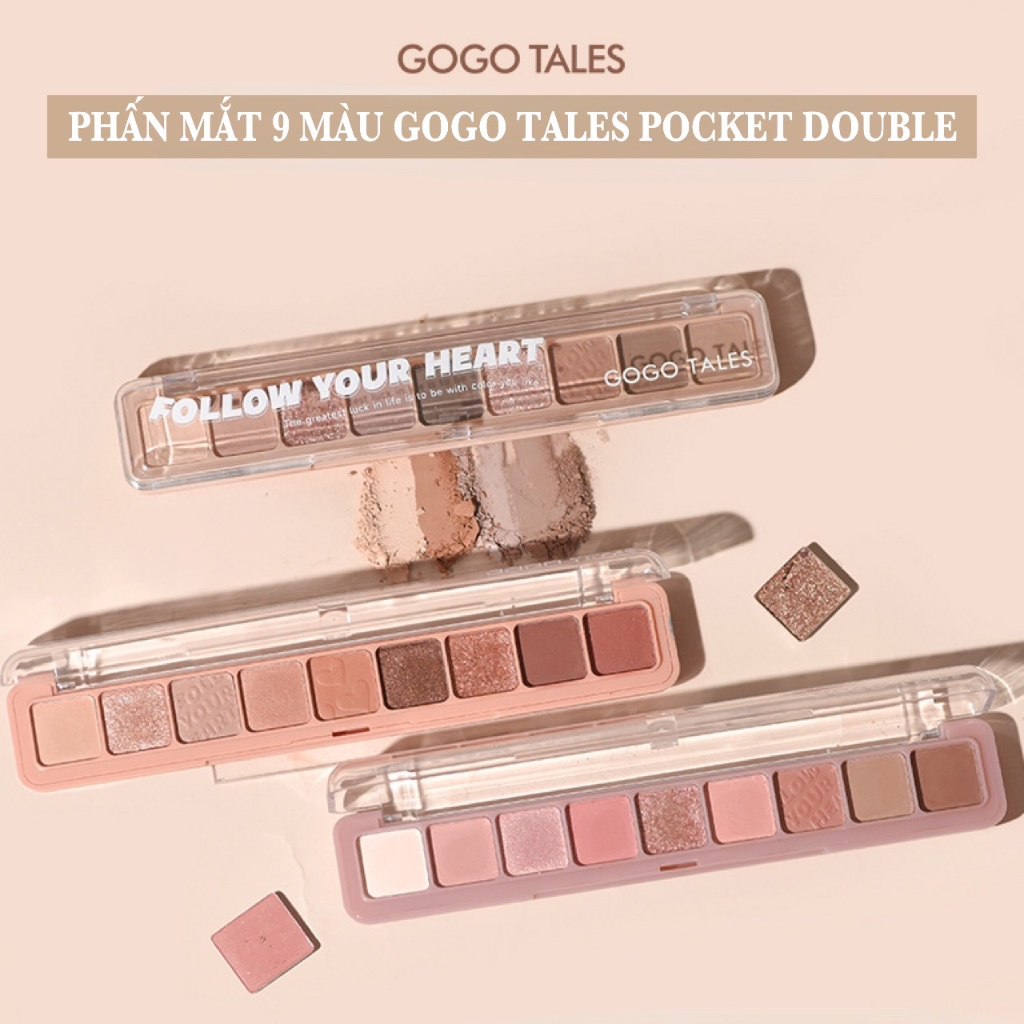 Phấn Mắt 9 Ô GOGO TALES POCKET DOUBLE GT479 Chất Phấn Lì Mịn Có Nhũ Tạo Hiệu Ứng Lấp Lánh