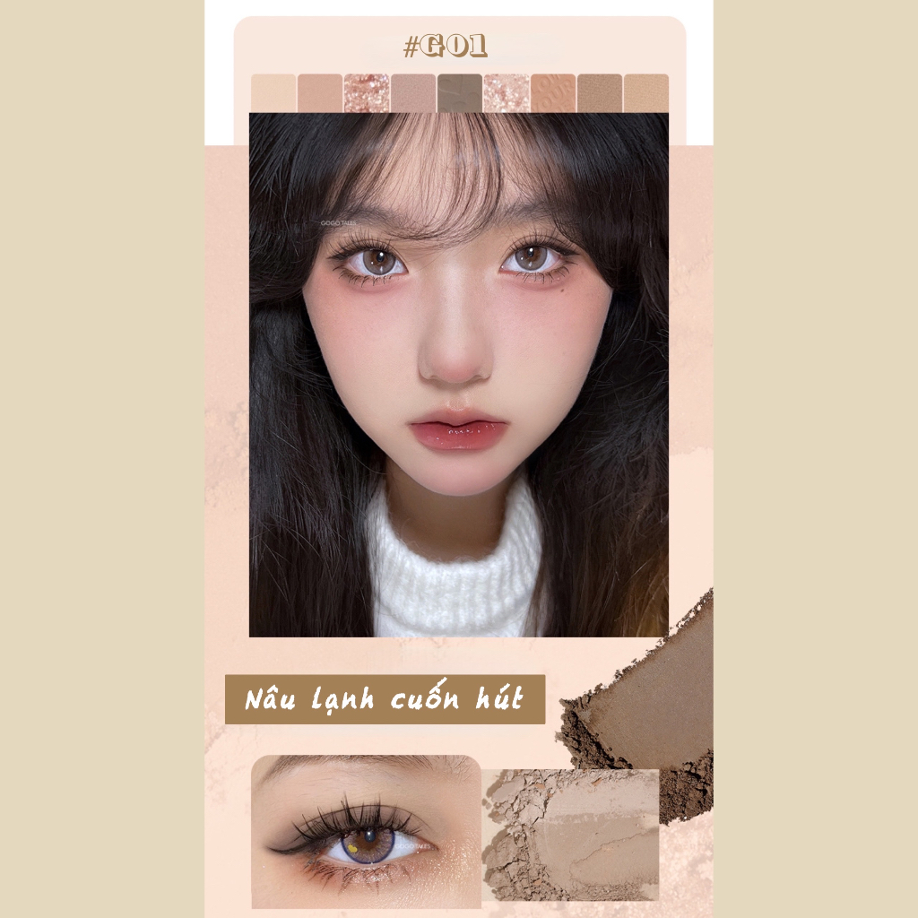 Phấn Mắt 9 Ô GOGO TALES POCKET DOUBLE GT479 Chất Phấn Lì Mịn Có Nhũ Tạo Hiệu Ứng Lấp Lánh