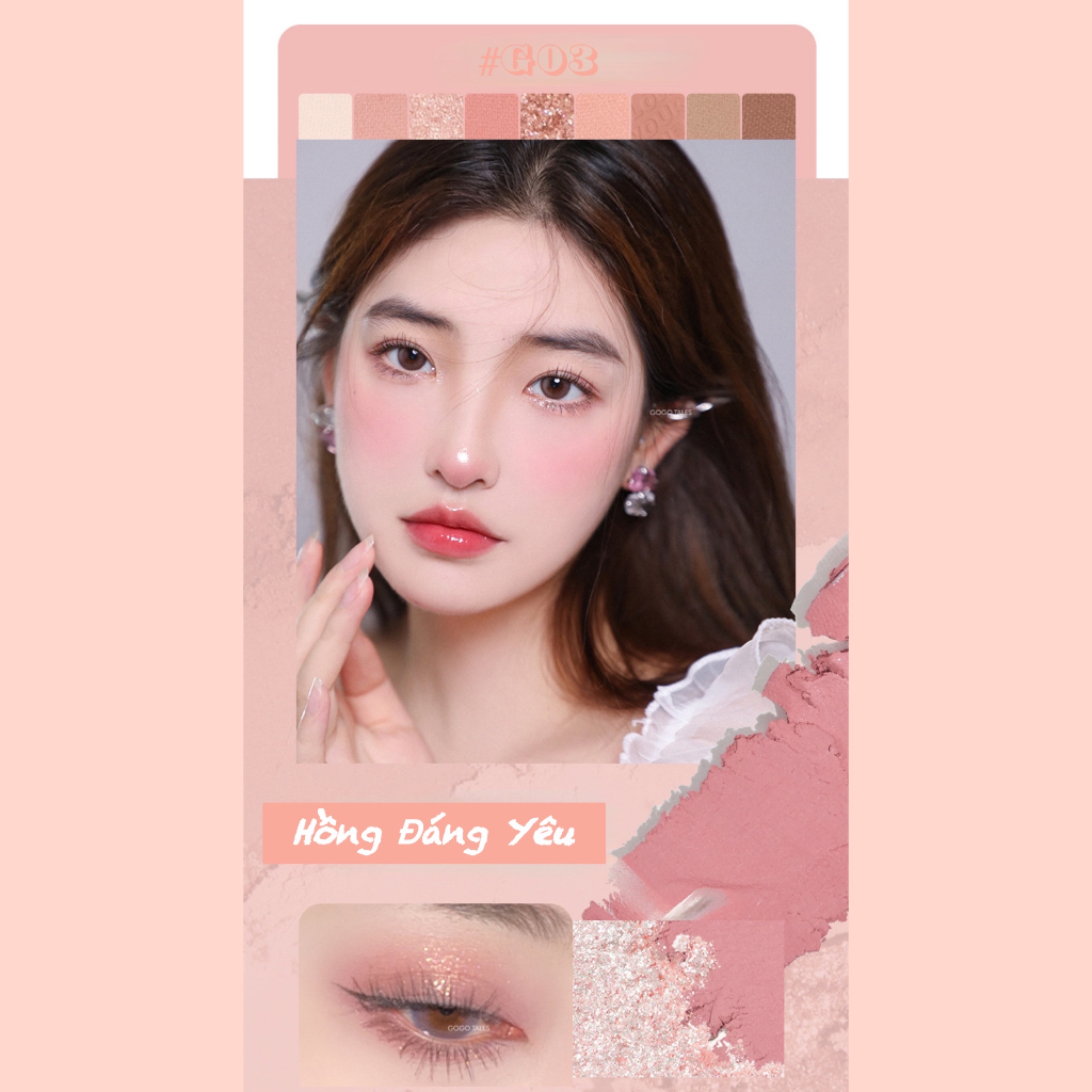 Phấn Mắt 9 Ô GOGO TALES POCKET DOUBLE GT479 Chất Phấn Lì Mịn Có Nhũ Tạo Hiệu Ứng Lấp Lánh