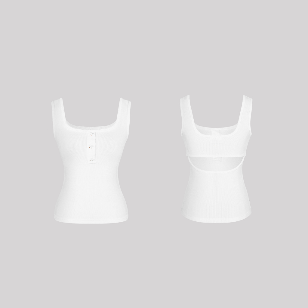 WRHS - Áo Tank Top Cúc Khoét Lưng Thun Co Giãn Nữ