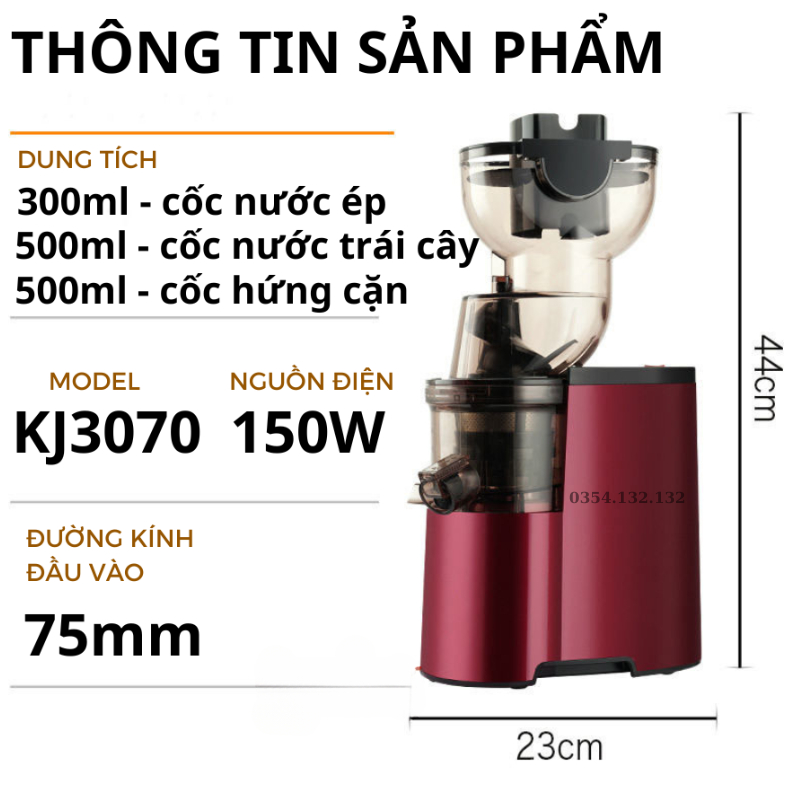 Máy ép chậm rau củ quả KAW 150W, máy ép nguyên quả, làm sinh tố, ép nước tươi nguyên chất, bảo hành 1 năm