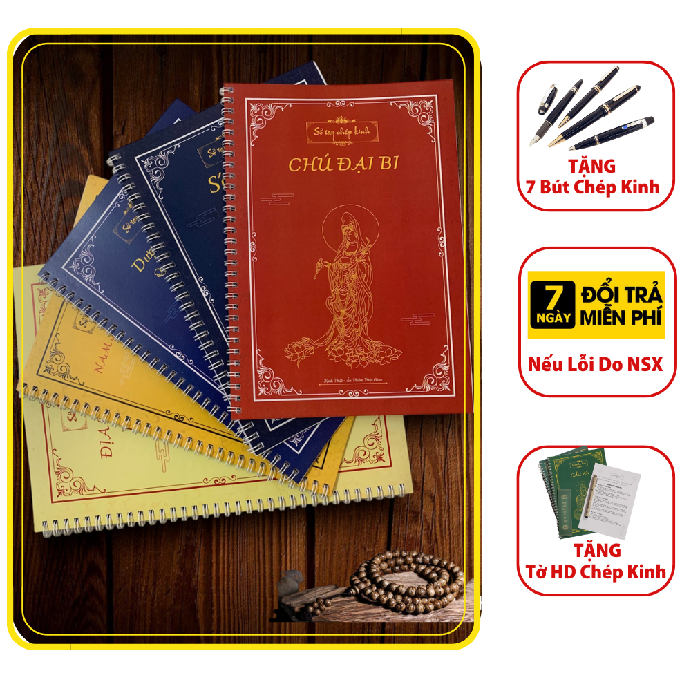 Combo 5 cuốn sổ tay chép Địa Tạng, Chú Đại Bi, Sám Hối, Dược Sư, Hồng Danh Phật ,Dành Cho Người Mới Chép Kinh