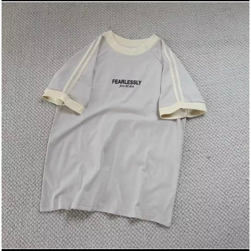 Áo phông nữ,áo Thun Form Fit FEARLESSLY,áo baby tee Phối Tay Sọc Chất Cotton khô co giãn A777 SUTANO