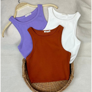 Combo 3 áo ba lỗ croptop nữ thun gân cotton mềm, co giãn, thấm hút tốt, không pha nilon MASSEC A09.2