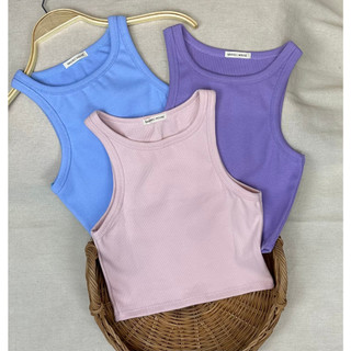 Combo 3 áo ba lỗ croptop nữ thun gân cotton mềm, co giãn, thấm hút tốt, không pha nilon MASSEC A09.2