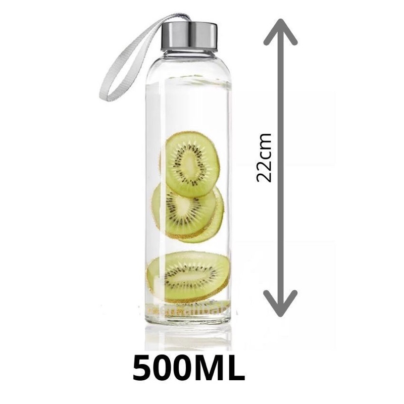 Bình Nước Thủy Tinh, Chai Detox Có Dây Xách 500ml
