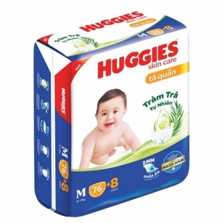 Bỉm - tã quần huggies cộng miếng size m 76 + 8 miếng /l68