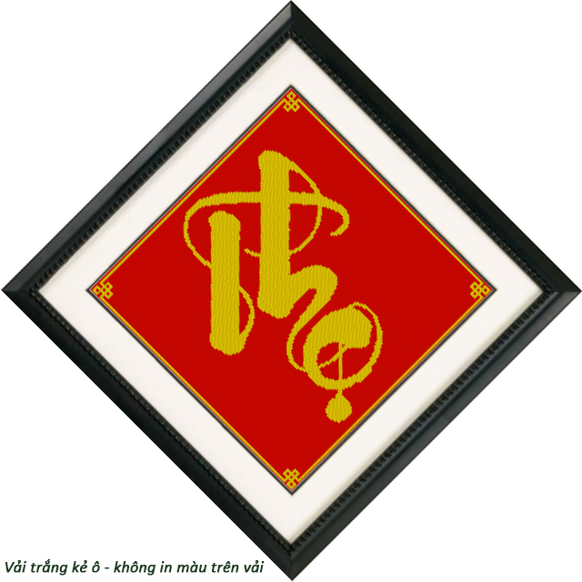 Tranh thêu chữ thập không in màu trên vải - Chữ thọ tp016 (43 x 43 cm)