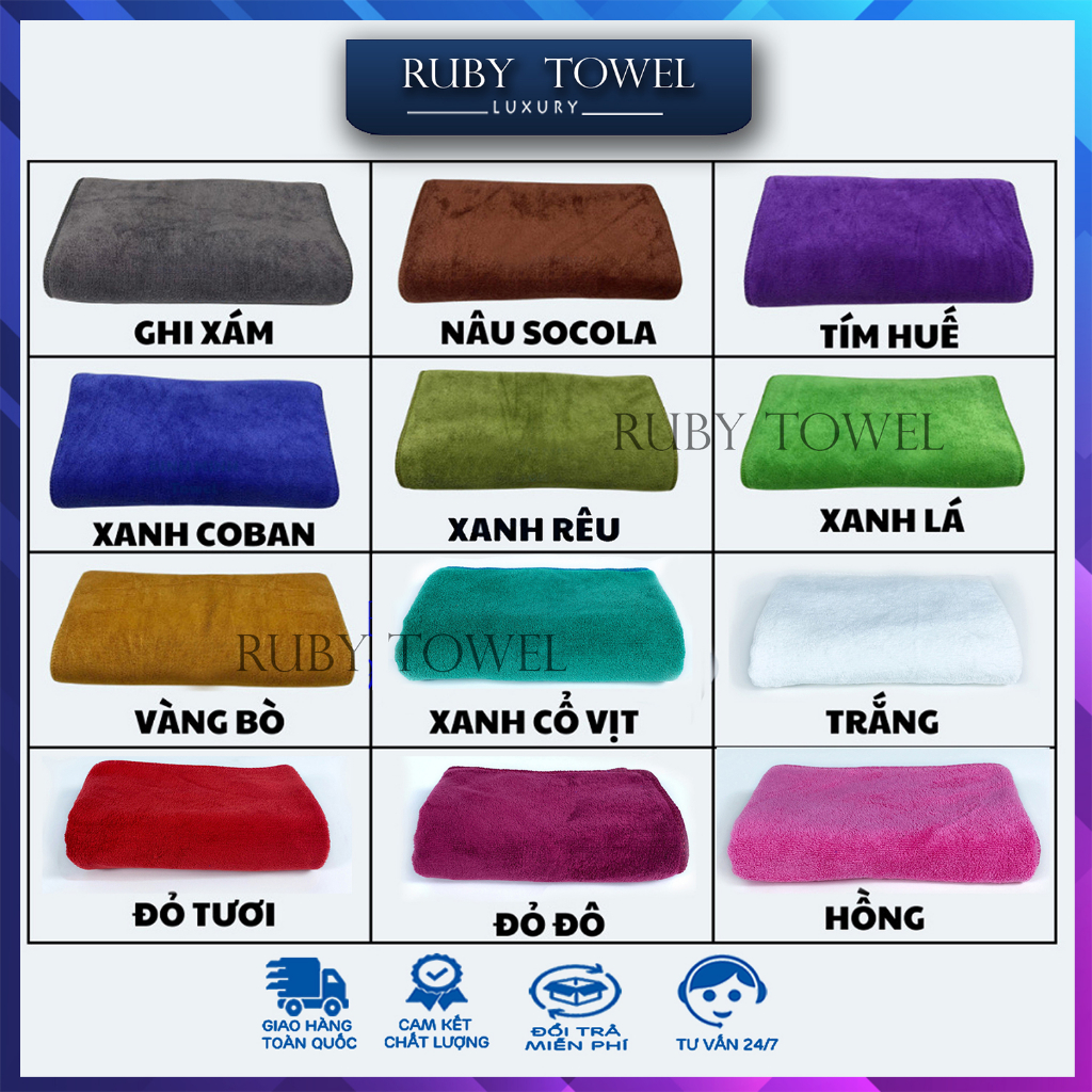 Băng đô quấn đầu loại dày Ruby Towel 100% microfiber mềm mịn siêu thấm hút dành cho spa, salon tóc