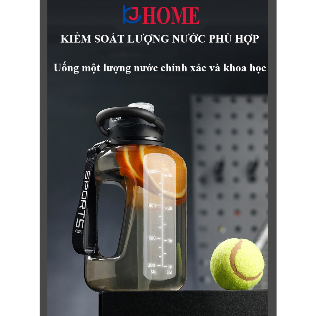 Bình Đựng Nước Chịu Nhiệt Độ Cao KJ HOME 1700ML, Free BPA, Bình Nước Thể Thao Có Dây Treo - Bình Nước Giã Ngoại Cỡ Lớn