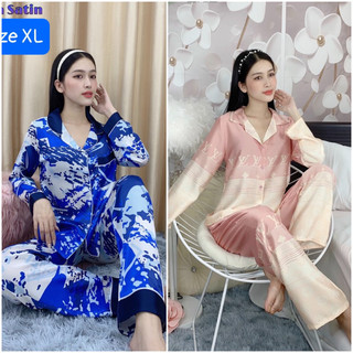 SALE Nhiều size 🤗 Bộ pijama lụa satin hình tay dài-tay ngắn, túi quần sâu