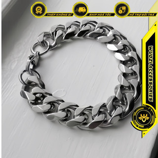 Vòng tay nam thép không gỉ mắt xích 13mm lắc tay thép không gỉ phong cách unisex thời trang Hàn quốc hiphop