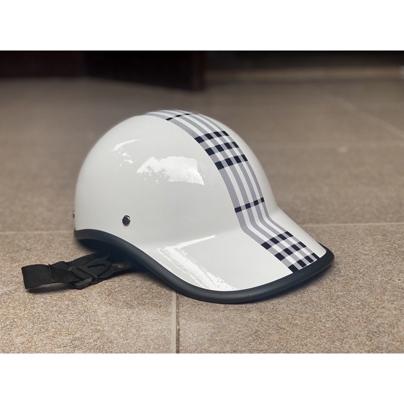 Mũ/Nón Bảo Hiểm Lưỡi Trai Thời Trang Nam Nữ Sọc Kẻ, Mũ Gọn Nhẹ Phong Cách