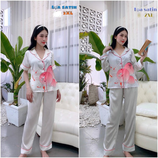 SALE L-2XL(50-75kg)🦋Pijama LỤA SATIN IN, túi quần sâu