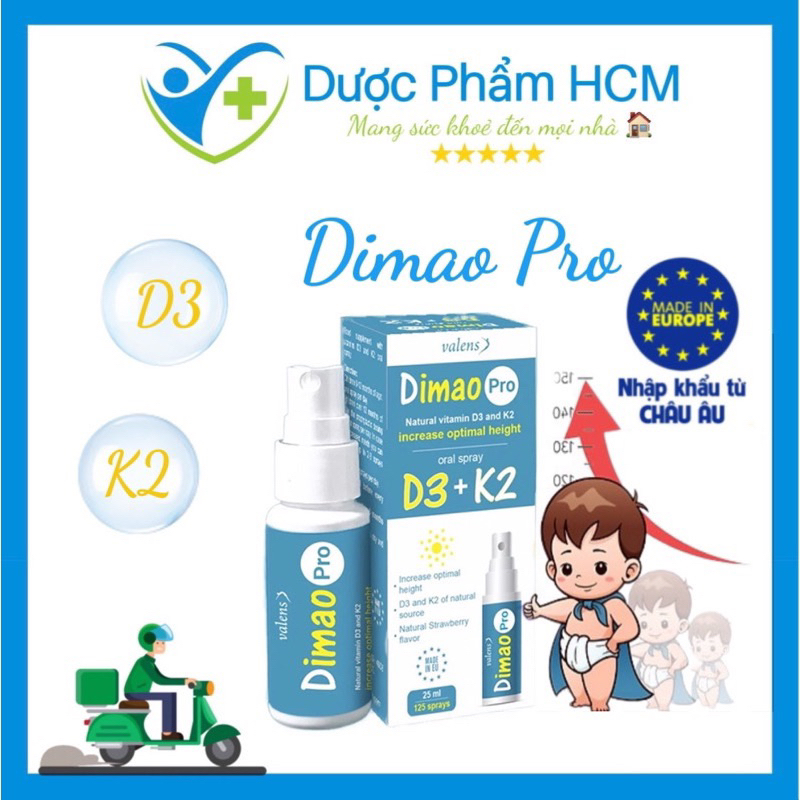 Dimao Pro - Bổ sung Vitamin D3 K2 dạng Xịt , hỗ trợ tăng hấp thụ Canxi (chai 25ml)