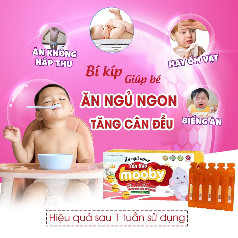 CHÍNH HÃNG} Ăn ngủ ngon yến sào mooby - hỗ trợ tăng cân,tăng đề kháng,ngủ sâu giấc hộp 20 ống