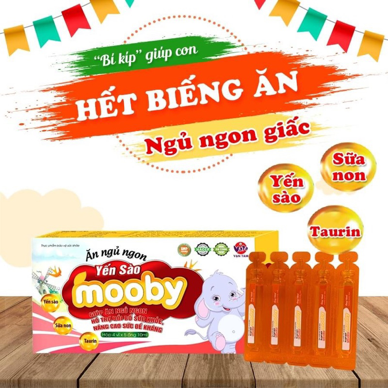 CHÍNH HÃNG} Ăn ngủ ngon yến sào mooby - hỗ trợ tăng cân,tăng đề kháng,ngủ sâu giấc hộp 20 ống
