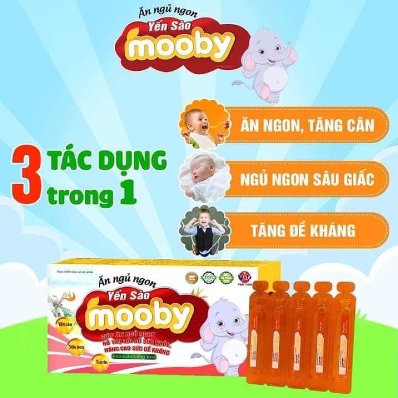 CHÍNH HÃNG} Ăn ngủ ngon yến sào mooby - hỗ trợ tăng cân,tăng đề kháng,ngủ sâu giấc hộp 20 ống