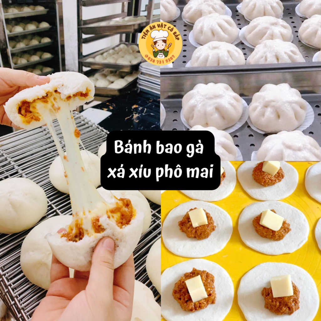 Bánh Bao Gà Xá Xíu Phô Mai kéo sợi - hộp 5c to - chưa hấp (Ăn Vặt Cô Bắp)