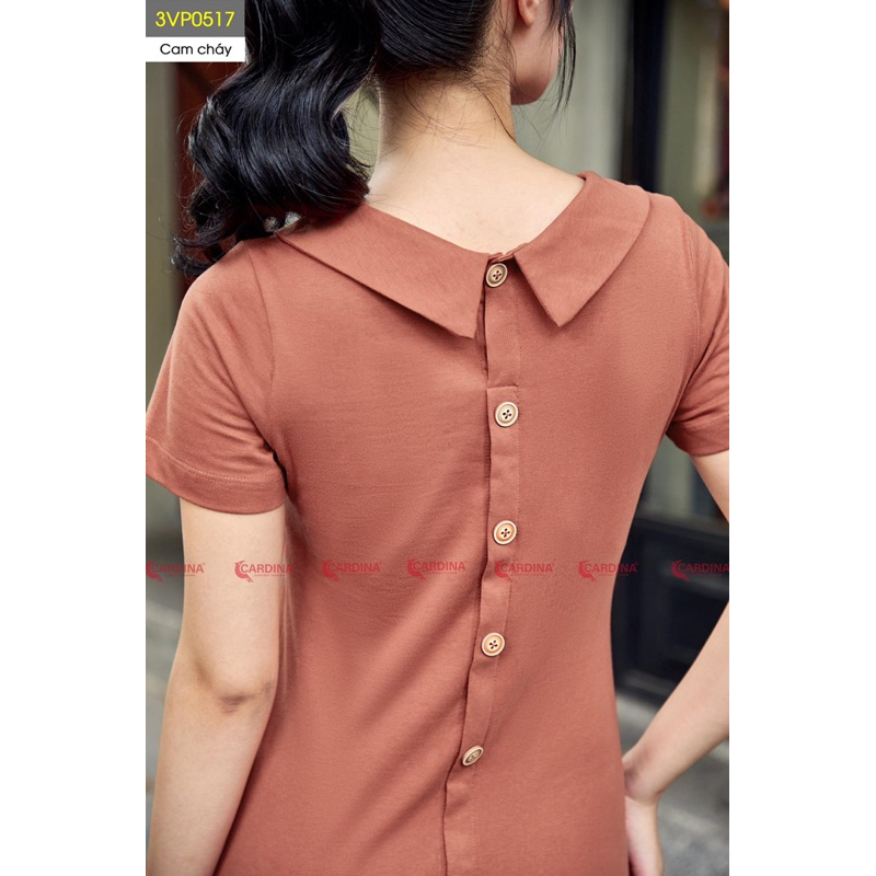 Đầm Polo Nữ 𝐂𝐀𝐑𝐃𝐈𝐍𝐀 Chất Cotton Cao Cấp Cổ Đức Dáng Dài Có Cúc Sau Điệu Đà 3VP05