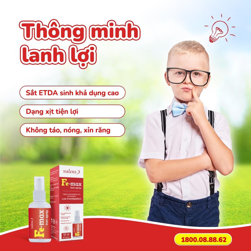 Fe max sắt xịt thế hệ mới bổ sung sắt dùng được cho trẻ sơ sinh, phụ nữ mang thai