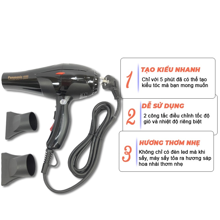 Máy sấy tóc pana.sonic 6688 chính hãng nóng lạnh 2 chiều dây dài 3.m chuyên dụng cho salon 2500- 2800w