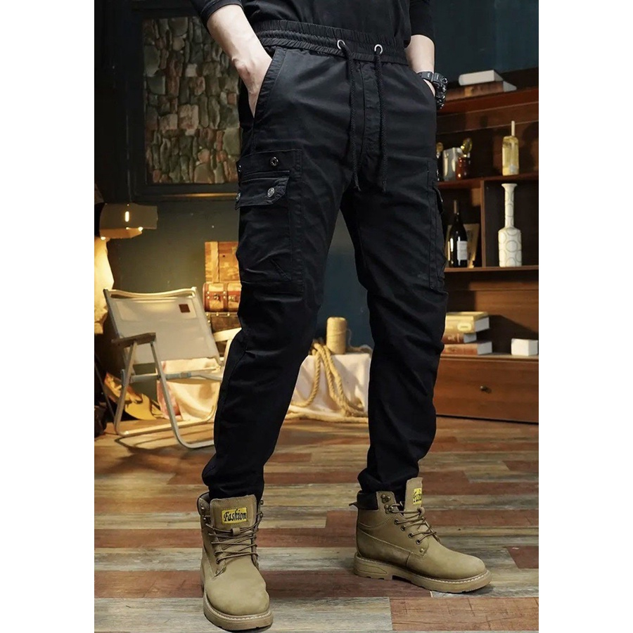 JG9 - Quần Jogger kaki nam H6 túi hộp túi đóng phối khuy sang chảnh có dây rút, bo gấu tôn dáng