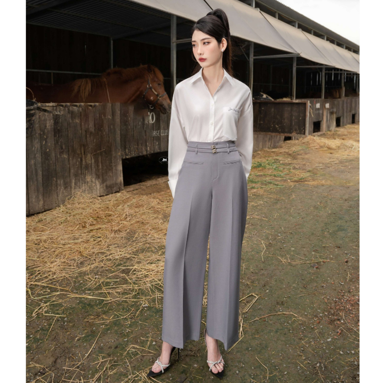 JM Dress Desgin - Quần 2 đai nhỏ ống rộng 3P23.2305PL