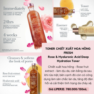 [Fresh] Nước hoa hồng Fresh Rose & Hyaluronic Acid Deep Hydration Toner