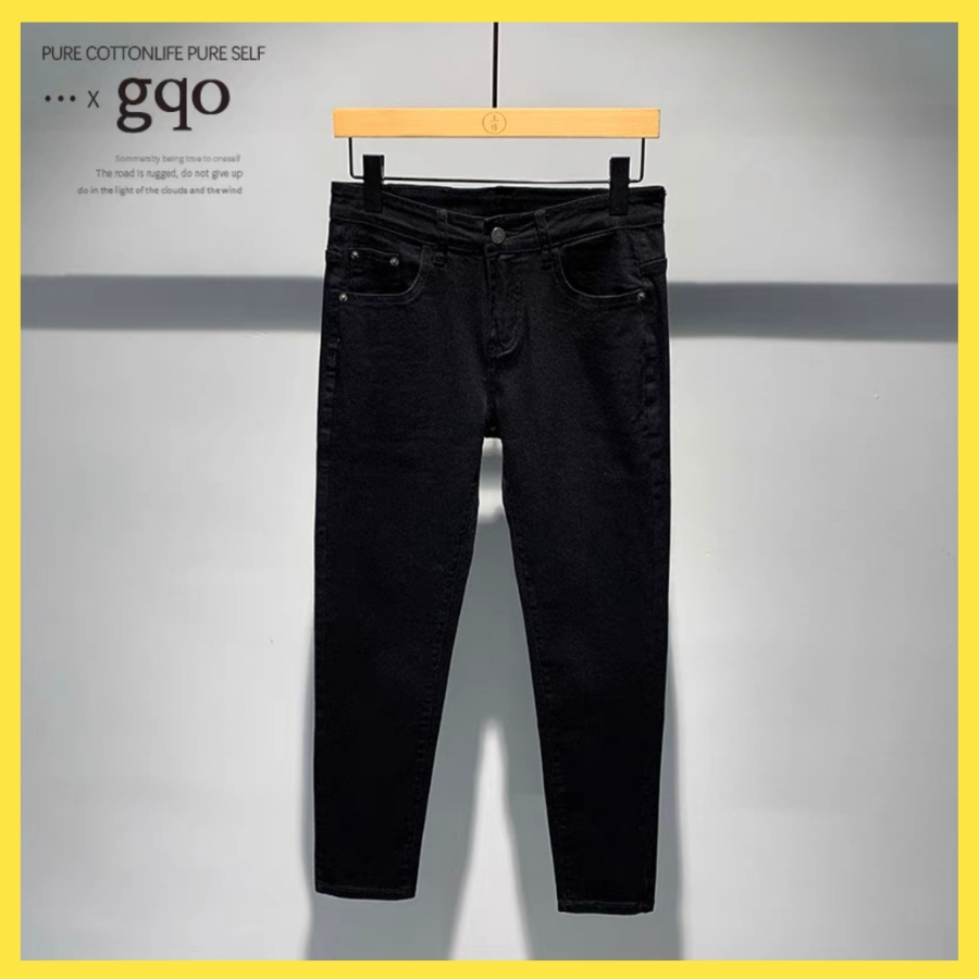 Quần jean nam rách vá da màu đen trơn chất liệu bò cao cấp co dãn 4 chiều form dáng skinny mẫu mới QJ_store6868