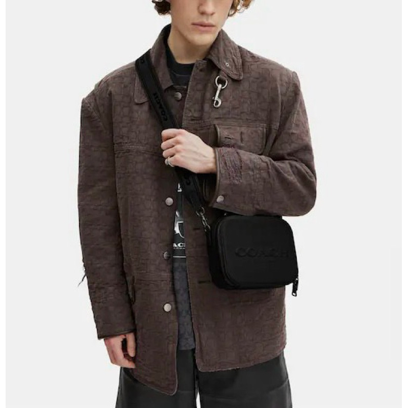 Túi Coach nam đeo chéo da thật Top Handle